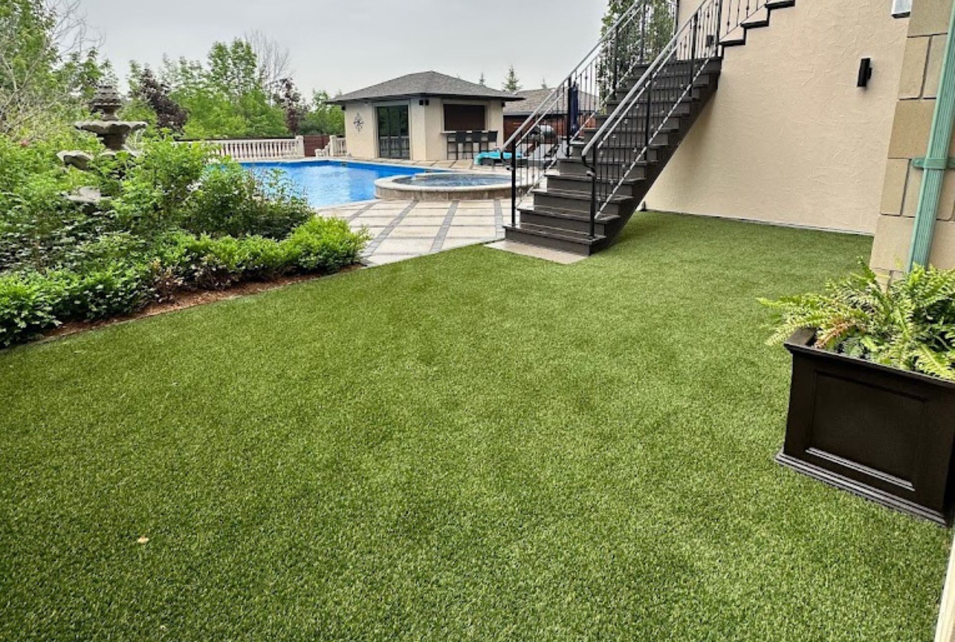 backyard turf with patio