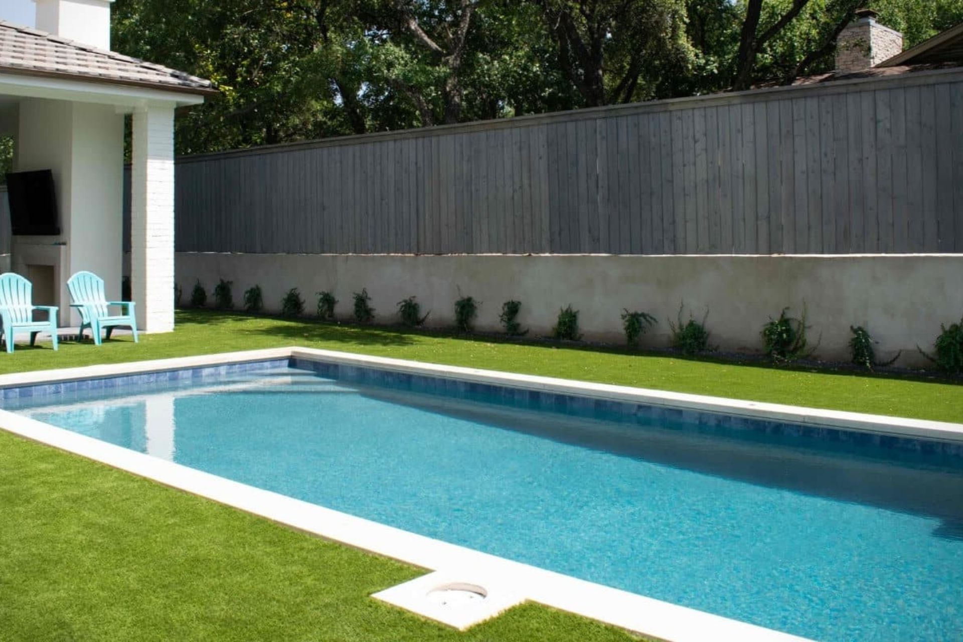 artificial turf around a pool
